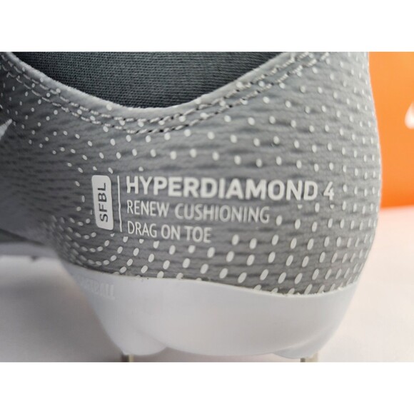 New Nike Hyper diamond 4 Elite React Metal Softball Cleats Gray Womens Size 7 - Picture 6 of 9